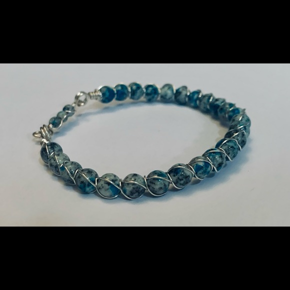 Gorgeous Wire Wrapped Blue Jasper Stone Bracelet - Picture 3 of 6